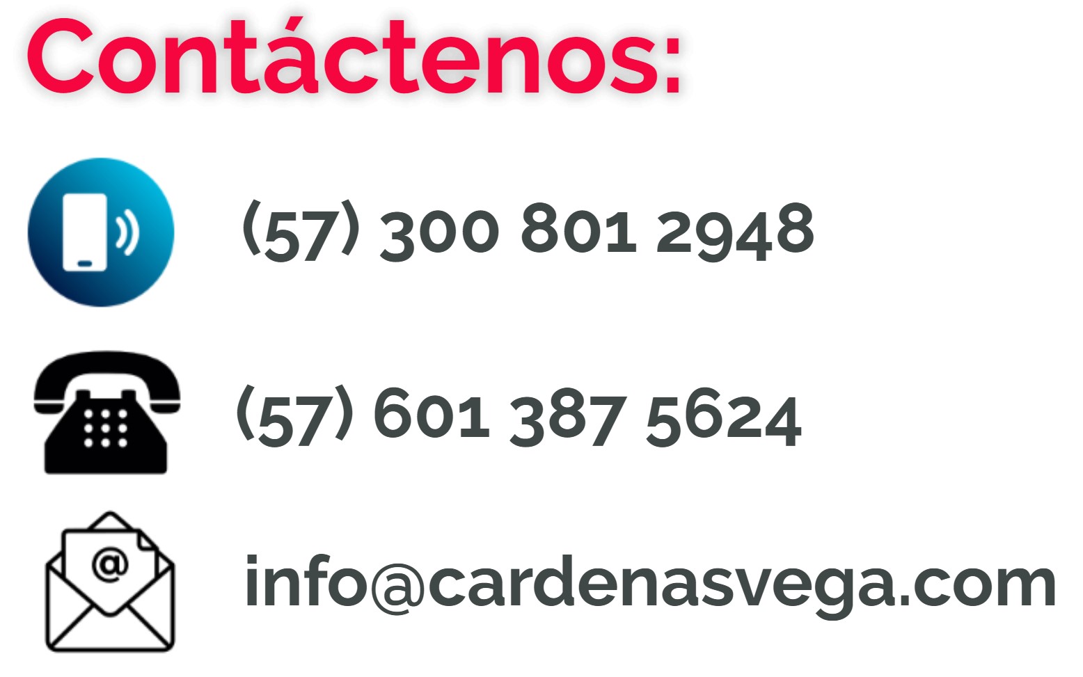 Llámenos Cárdenas Vega Asesores